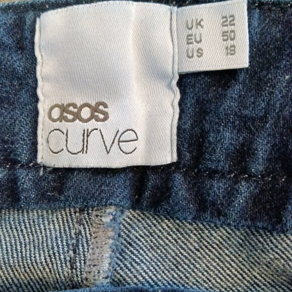 ASOS Curve Side Buckle Button Fly Raw Hem Dark Wash Jeans Women's Size 18 - Picture 5 of 11